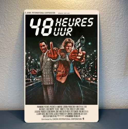 48 Hrs. Nick Nolte Eddie Murphy Movie Metal Poster Tin Sign -  Plate