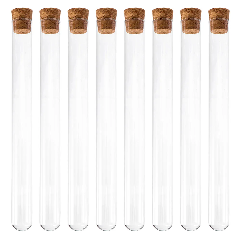 

8 Pcs Test Tube with Glass Container Transparent Tubes Plugs Laboratory Accessory