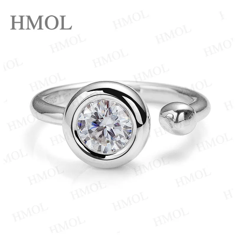 

Minimalist Open-Space Design Moissanite Ring VVS1 Round Cut Solitaire Ring Modern Wedding Band Ring for Women Anniversary Gift