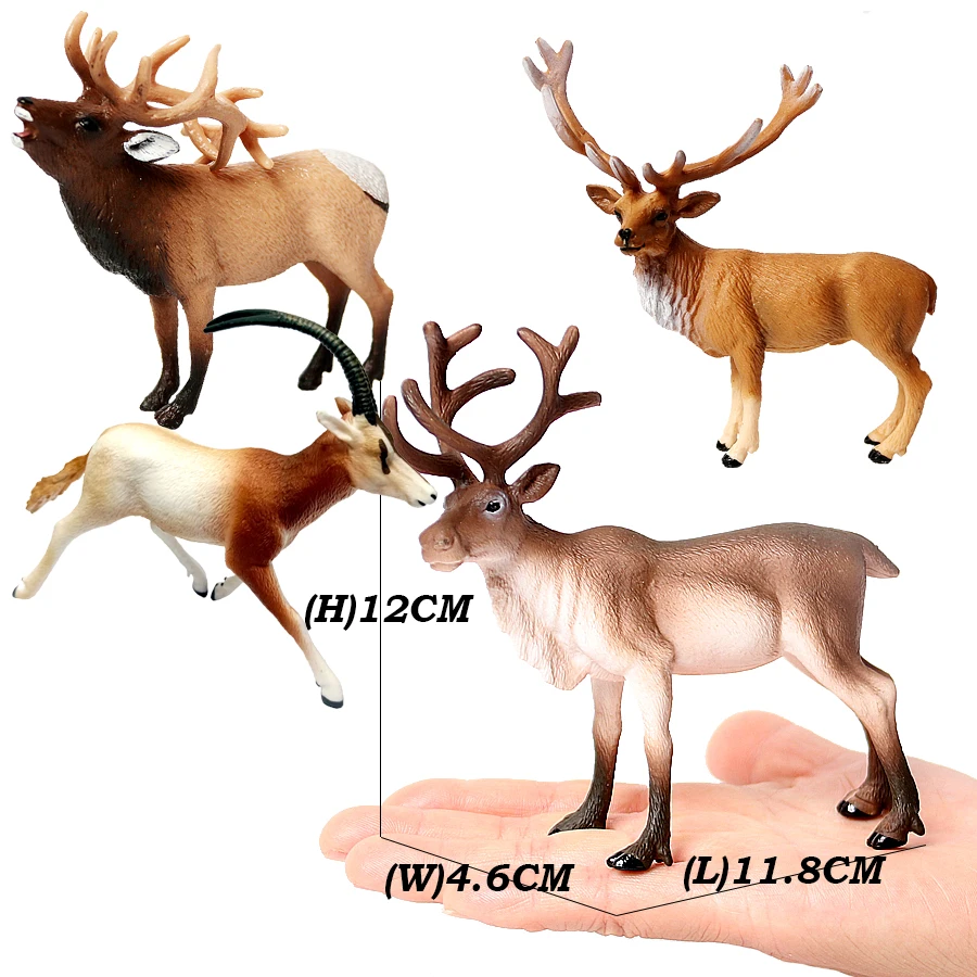 Simulazione Wild Animal Alpaca, antilope Sheep,Elk,Whitetail Deer,Sika-Deer Model Figurine Educational Collector Figurine giocattoli per bambini