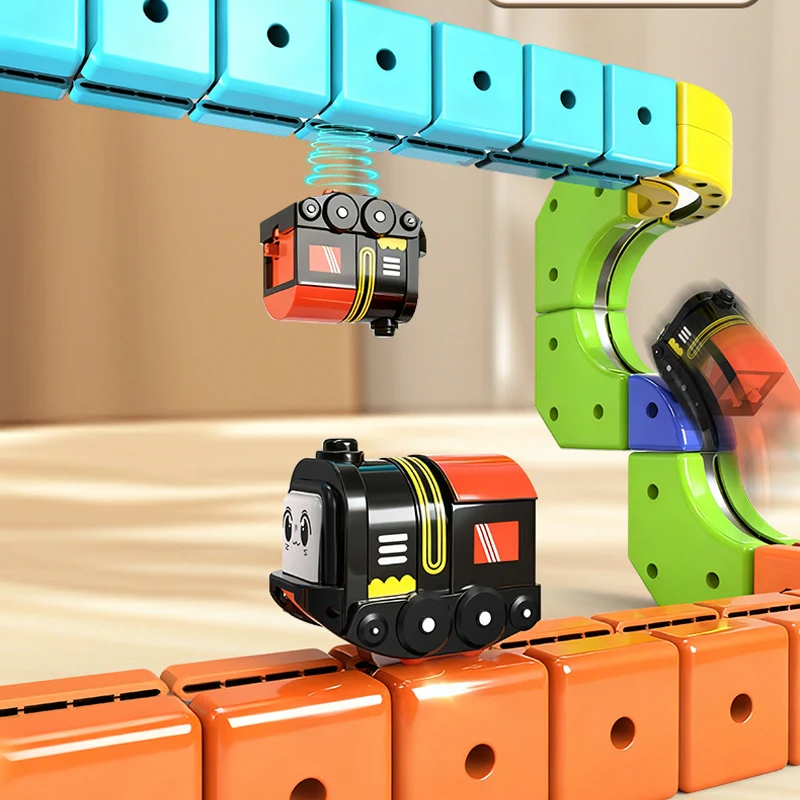 Diy Magnetic Car Racing Set 2025 Montessori Motorized Train Gravity Maze Educational Toy For Kids Play Vehicles Railtrack Gift
