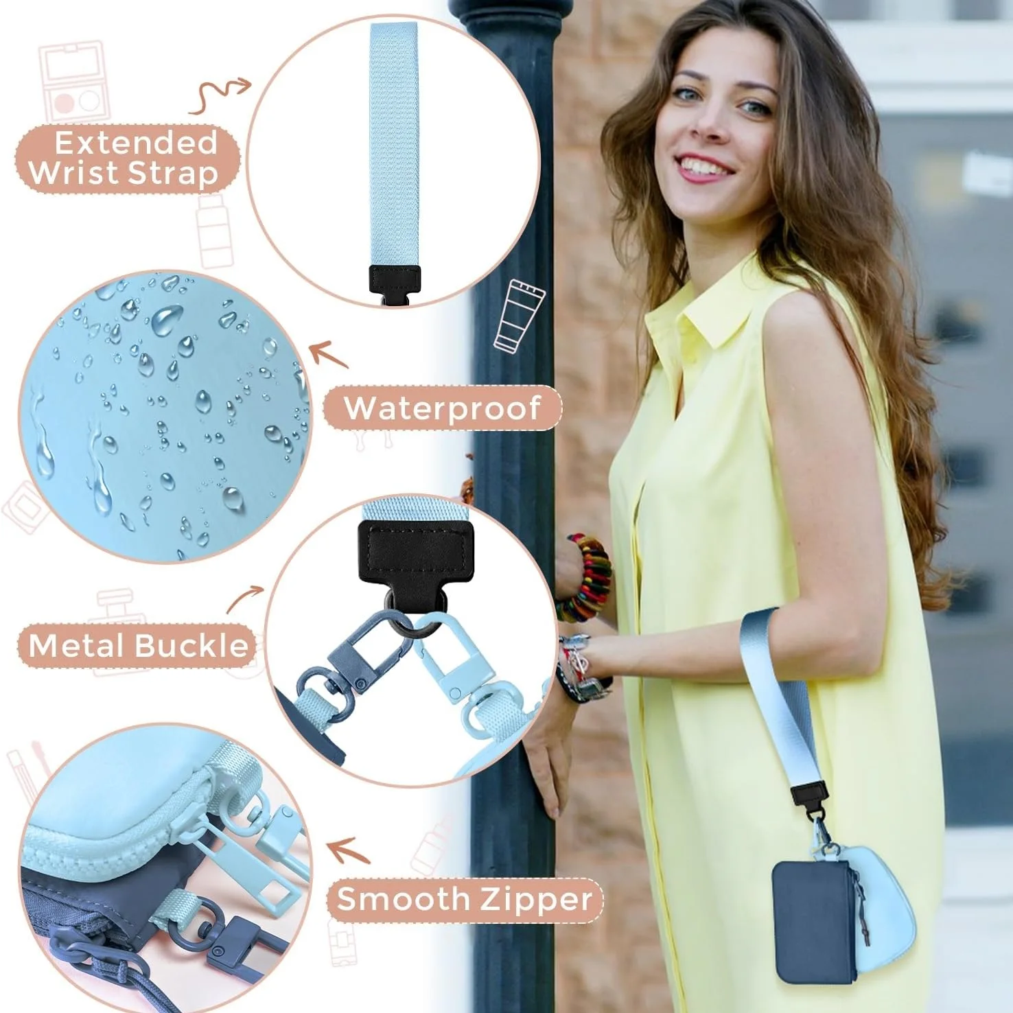Mum's Memory Mini Zip Around Wristlet Wallets for Women KeyChain Wallet with Detachable Dual Pouch Wristlet Key Chain Coin Purse