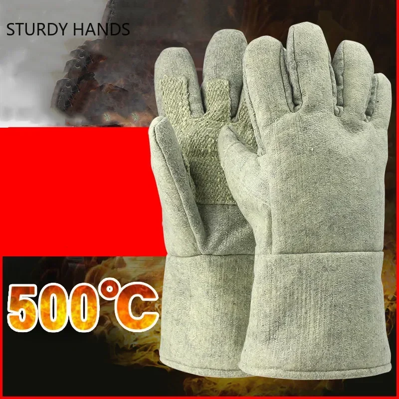 1Pair Kitchen Microwave Oven Anti High Temperature Resistance Gloves Thermal Heat Insulation Gloves  Barbecue Anti-scald Gloves