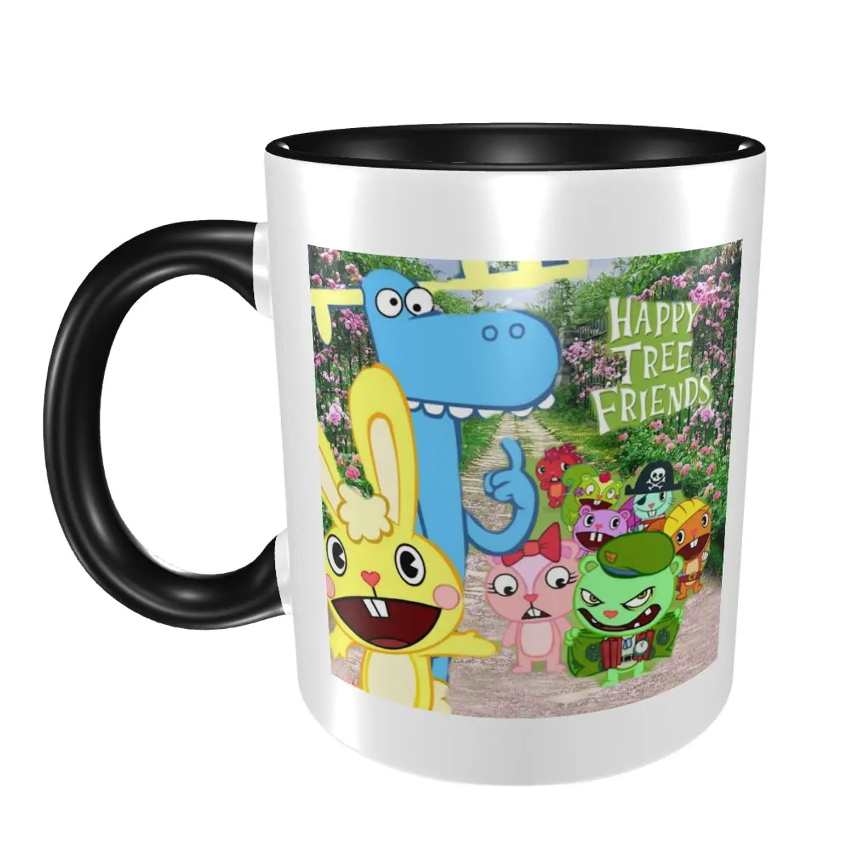 

Happy Tree Friends Flippy Lumpy Cuddles Любящая семейная кружка Забавные керамические кофейные чашки Чайные кружки Молочная чашка Посуда для напитков Подарок для унисекс