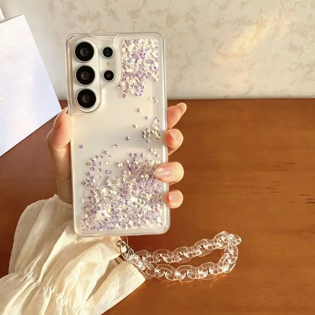 Shockproof Clear Glitter Liquid Quicksand Case for Samsung Galaxy S26 Ultra S25 Plus S24Ultra, Shiny Diamond Sequins Phone Cover