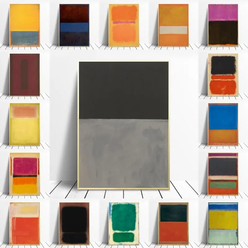 Mark Rothko inspirado en Color abstracto lienzo arte escandinavo pintura al óleo impresiones para decoración de pared