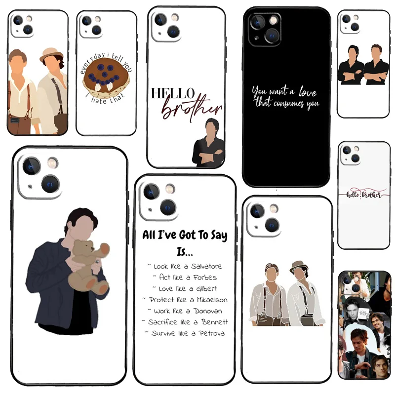 Damon and Stefan Vampire Diaries Phone Case on For iPhone 13 12 11 14 15 16 Pro Max Plus XR X XS MAX Soft Back Cover