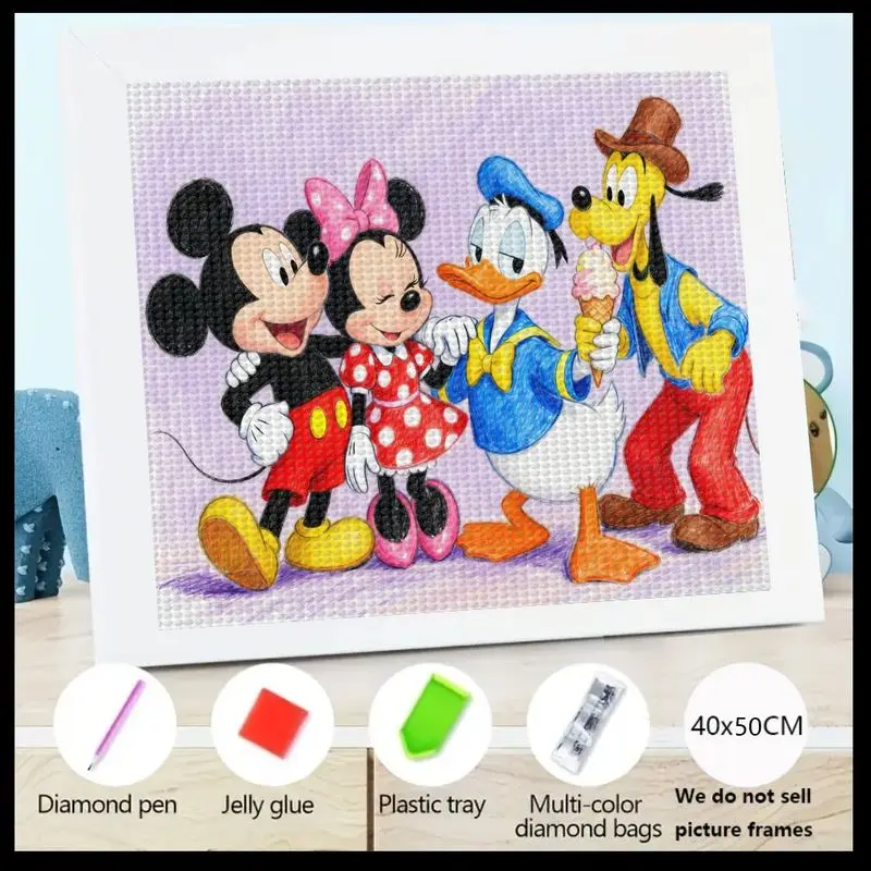 

1 шт. 5D DIY Full Drill Diamond Painting Kit, милый Дисней Микки Маус Минни Дональд Дак Плутон Друзья Мороженое Мультяшное Искусство, Спа