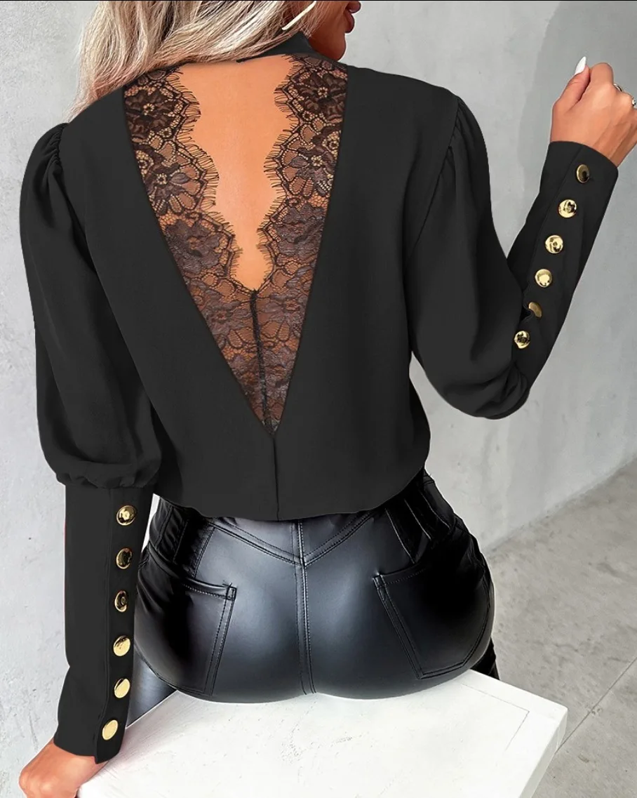 2024 New Long-sleeved Solid Color Round Neck Button-down Shirt For Women Street Commuting Elegant Comfortable Office Wear Women