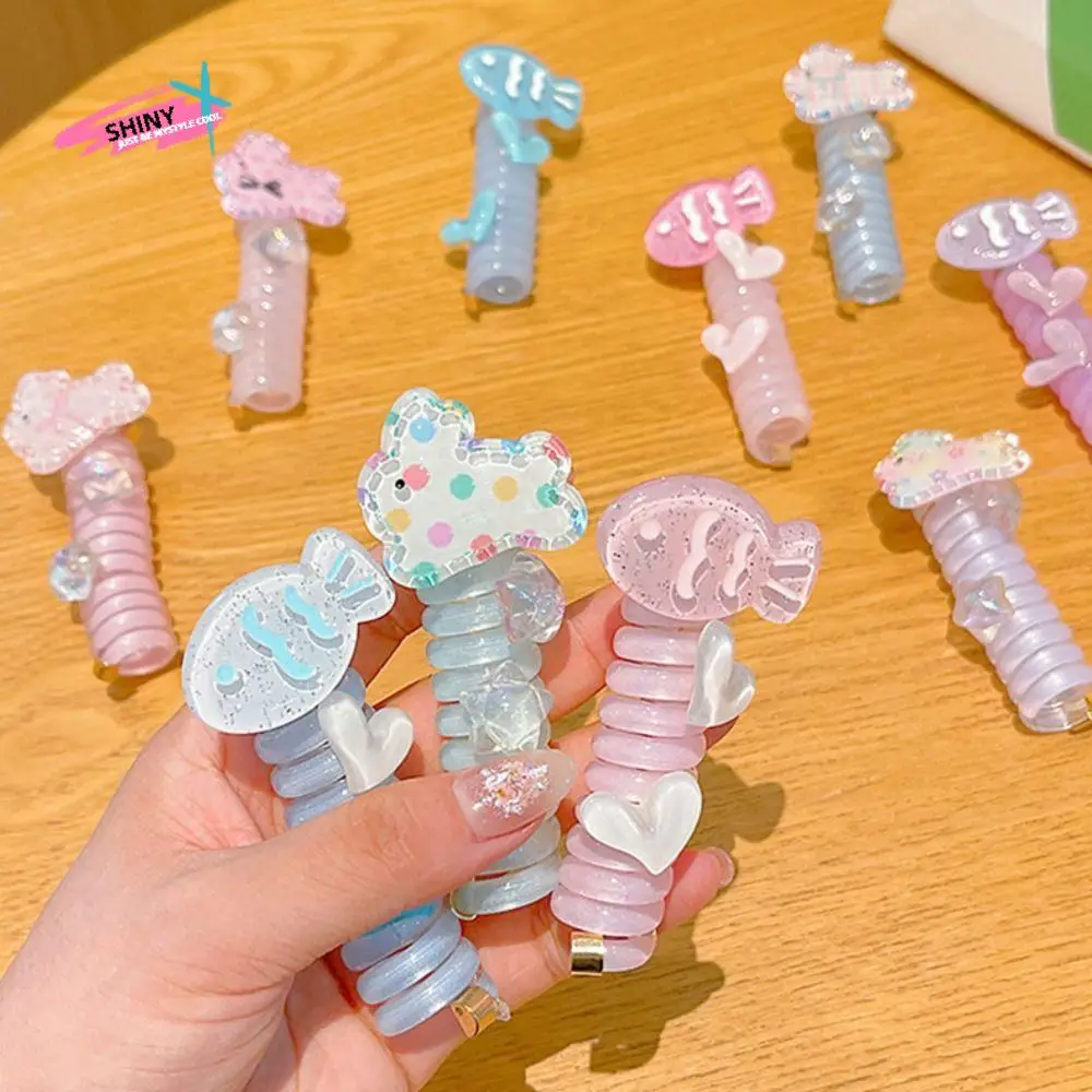 

Высокоэластичная мультяшная пузырьковая плетеная веревка для головы, кролик, рыба, спиральная катушка, резинка для волос, держатель для хвоста