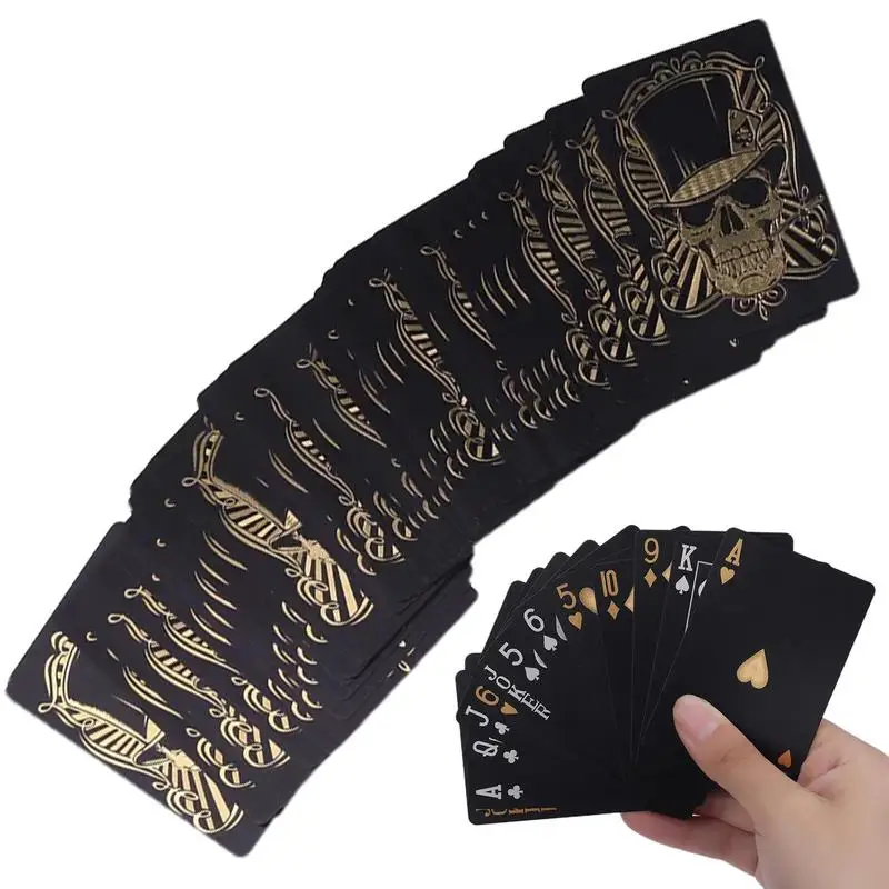 Waterproof Playing Cards Skull-Embossed PVC Poker Cards Flexible Foil Playing Cards Comes With Storage Box For Texas Holdem