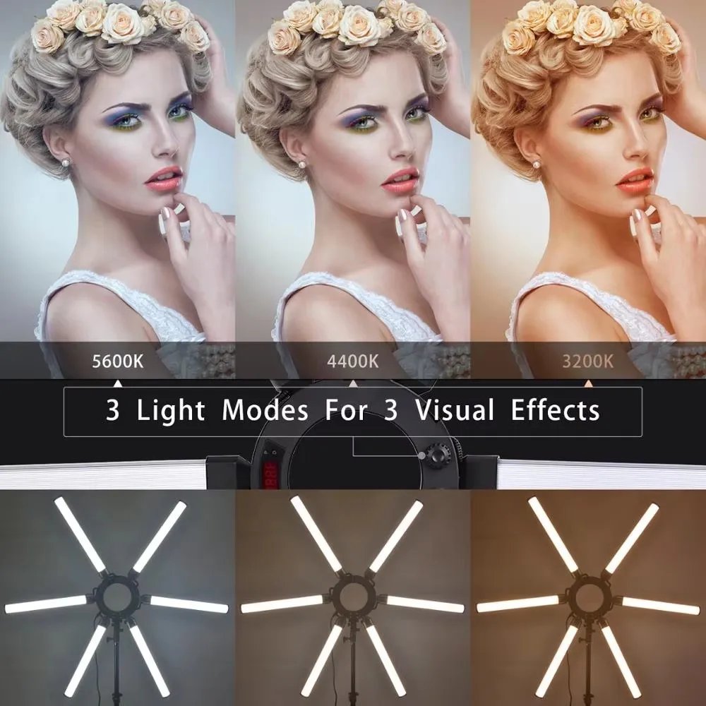 fosoto マルチメディアエクストリーム写真ランプ Led スターリングライト 120 ワットビデオリングランプ三脚付き電話 Youtube メイク