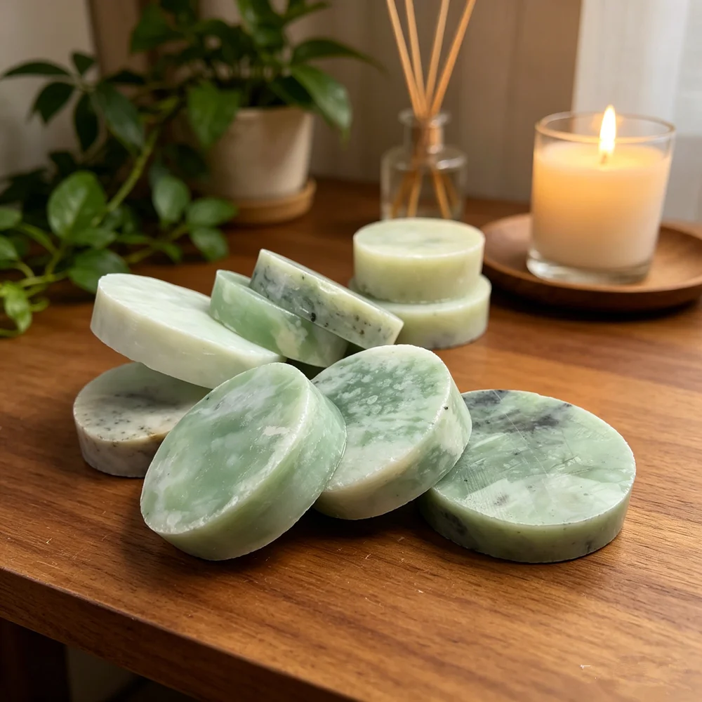 Natural Xiuyan Jade Serpentina Pulseira De Pedra, Material De Escultura Do Núcleo, Fatia De Jade, Decoração De Casa Coasters