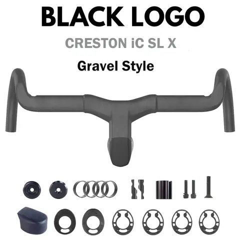 GOOUTCYC FOR Black logo Creston IC Sl x Carbon Gravel Handlebar Full Internal Routing, 16° Flare, -6° Stem Road Bike