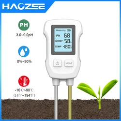 3in1 Soil Tester PH/Moisture/Temp Digital LCD Meter Heat-resistant Metal Sensor Humidity Monitor for Flower Plants Gardening