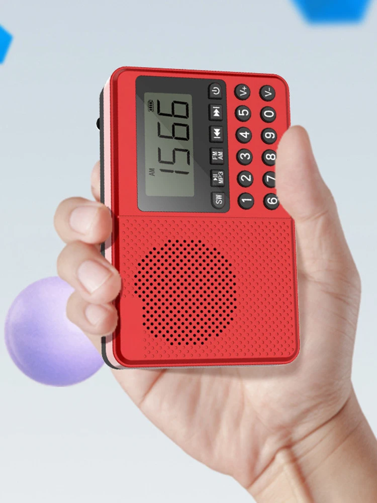 FM/AM/SW เอลเดอร์ MP3 วิทยุเสาอากาศคู่ฟูลแบนด์มือถือ MP3 เครื่องเล่นจอแสดงผลดิจิตอล LED 2.1 ช่องรองรับแท่ง USB/บัตร TF