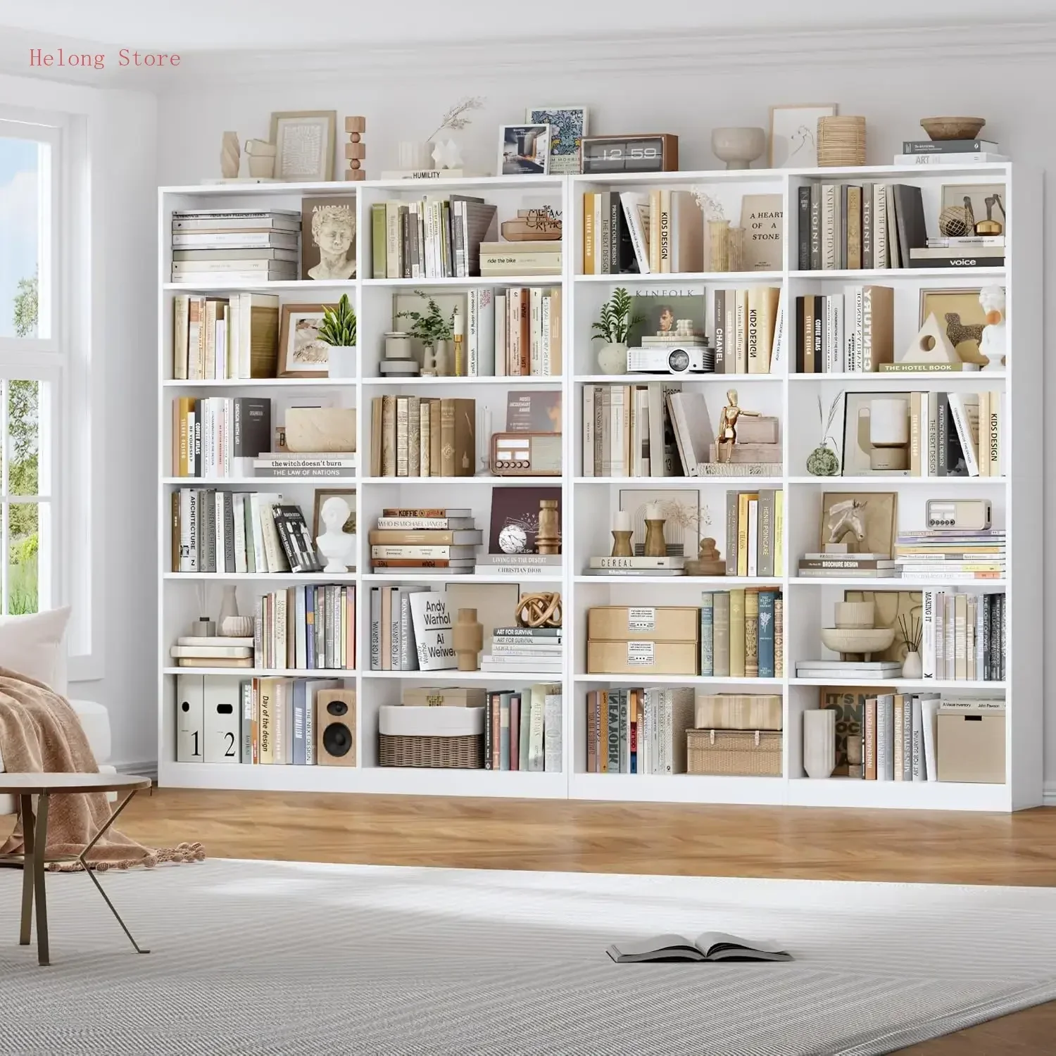 [XMSJ] Rak Buku dan Rak Buku, Rak Buku Lebar Ganda 6 Tingkat, Rak Penyimpanan Tampilan Berdiri Bebas, Rak Buku Tinggi untuk Dekorasi Rumah