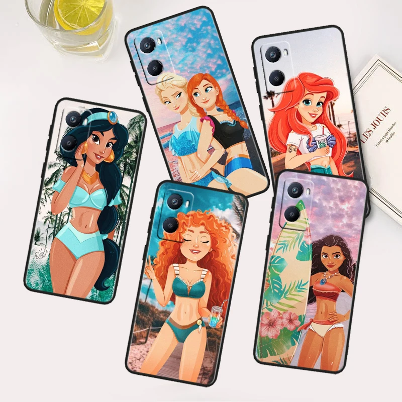 

Disney Beautiful Princess For OPPO A96 A94 A93 A77S A76 A74 A73 A72 A57S A56S A54S A53 A52 A15S A9 A5 Black Phone Case