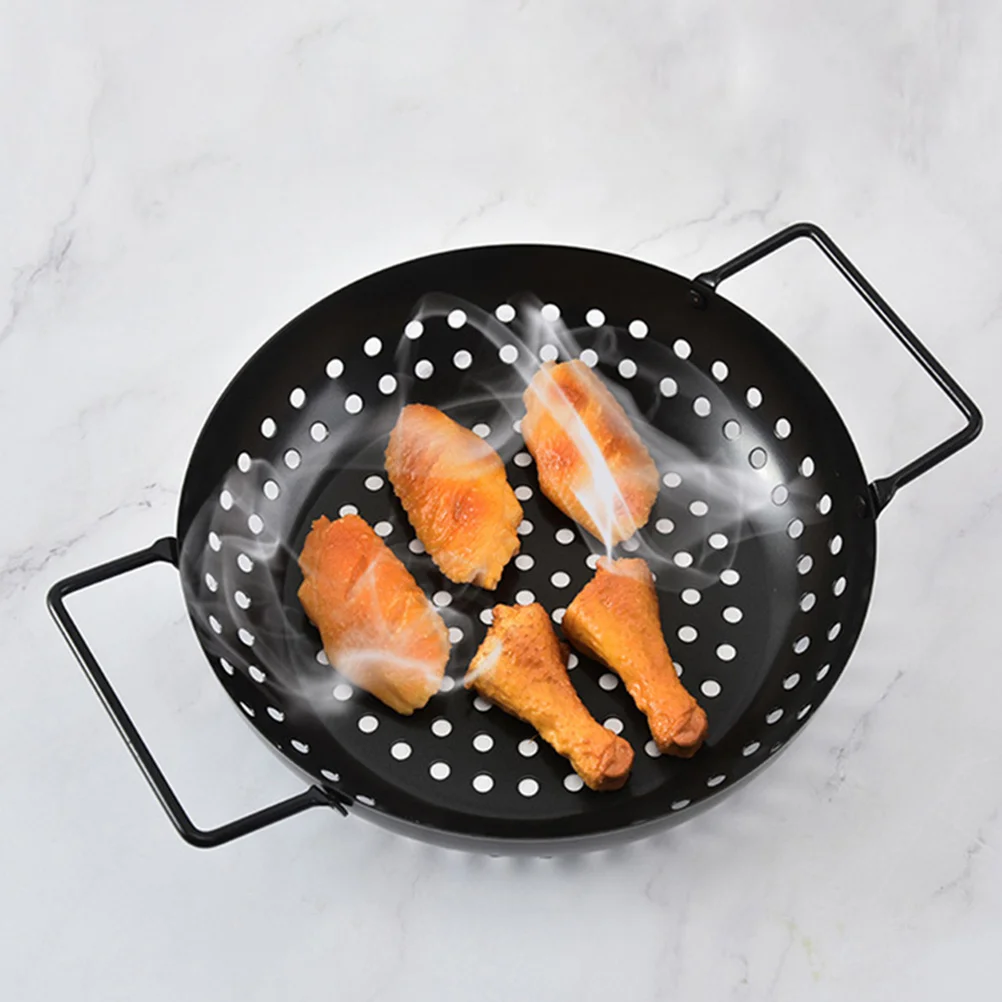 

Pan With Drain Holes Multifunctional Reusable Bbq Pan For Party Picnic Camping Outdoor Grilling Iron Grill Tray Household
