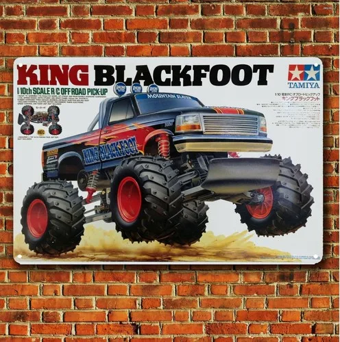 Metallposter Rc Car Wanddekoration Blechschild Plakette Tamiya King Blackfoot