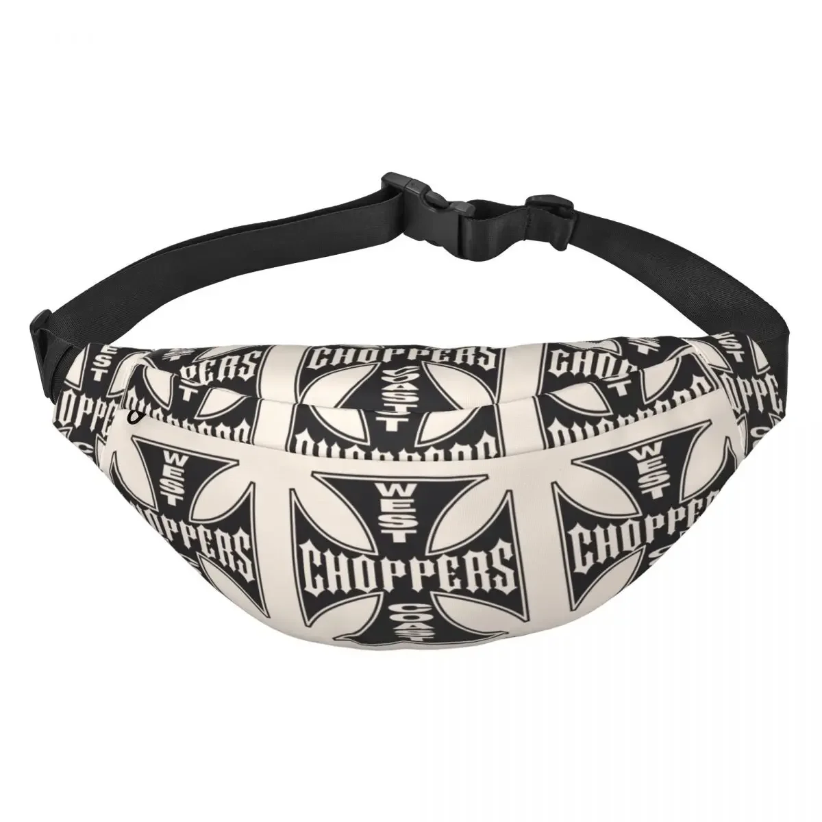 West Coast Chopper Iron Cross Fanny Pack Women Men Custom Sling Crossbody Waist Bag for Running Phone Money Pouch