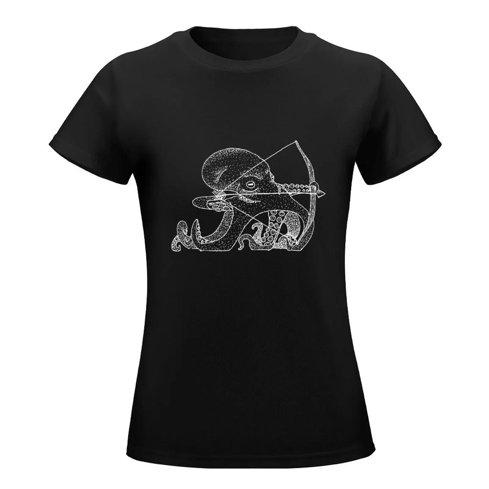 Octopus Archer - Stippling Line Art T-Shirt kawaii clothes customizeds summer clothes for Women