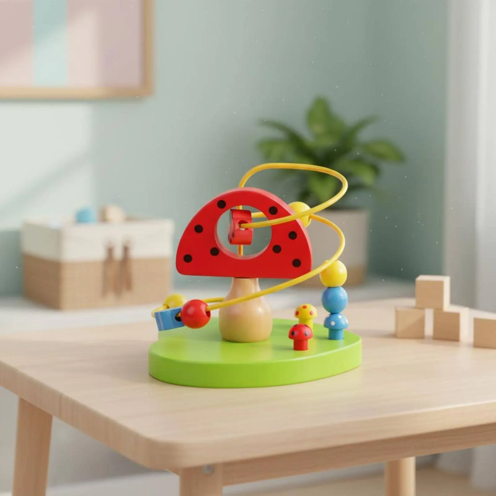 

Three-Track Bead Maze Early Learning Wooden Bead Maze Wooden Activity Toy Sensory Development Easy to Grasp for Toddlers
