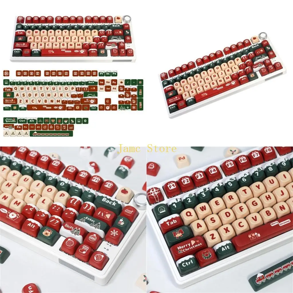 

LX0B Колпачки клавиш MerryChristmas Customs Профильные колпачки PBT MOA для набора переключателей CherrySwitches
