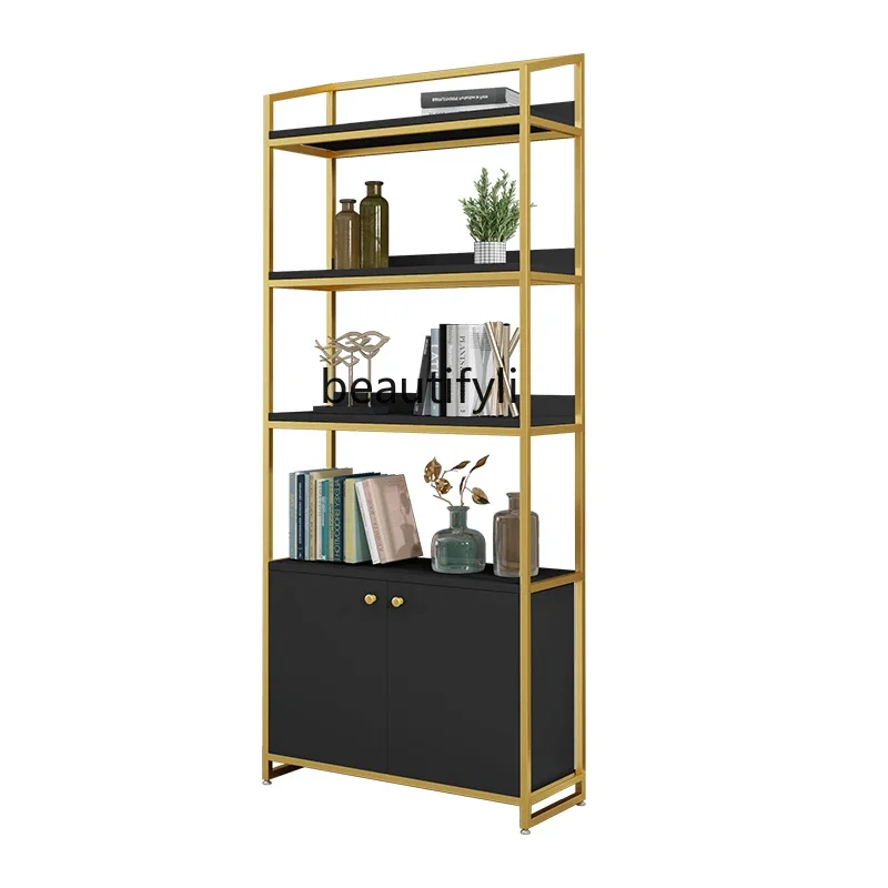

55Nordic simple modern shelf wrought iron bookshelf floor bookcase baffle living room display multi-layer shelf