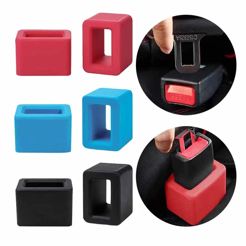 1pcs Car Seatbelt Locking Upright Device Card Slot Bracket Silicone Buckle Protective Cover Guard Belt Holder Car Accessories