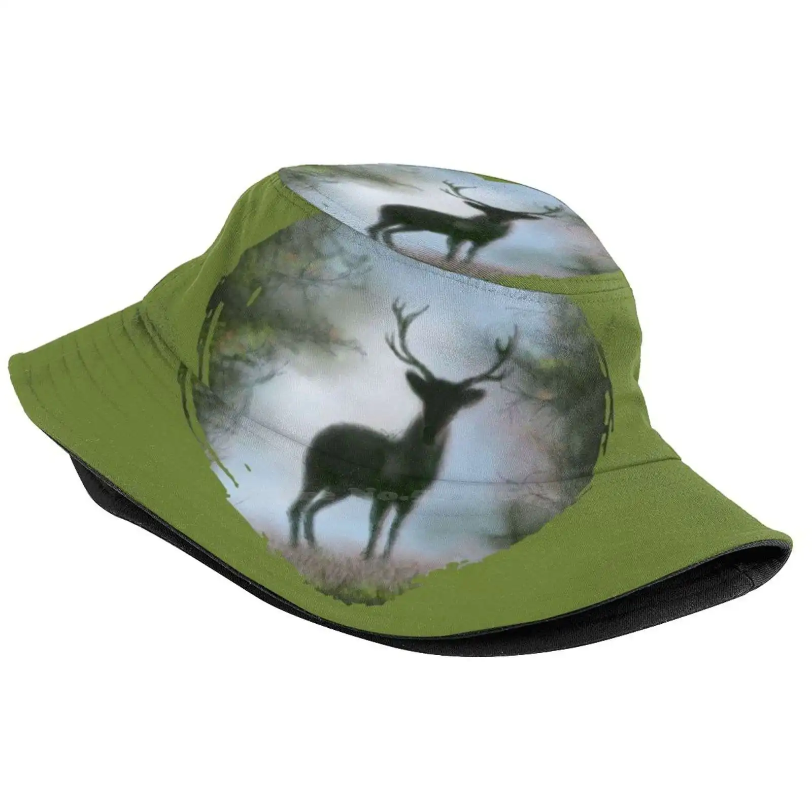 My Deer Hg Green Sun Cap Fisherman Hat Bucket Hats Deer Hunting Motif Hunter Heart Wild Animals Forest Animals Blue Green Magic