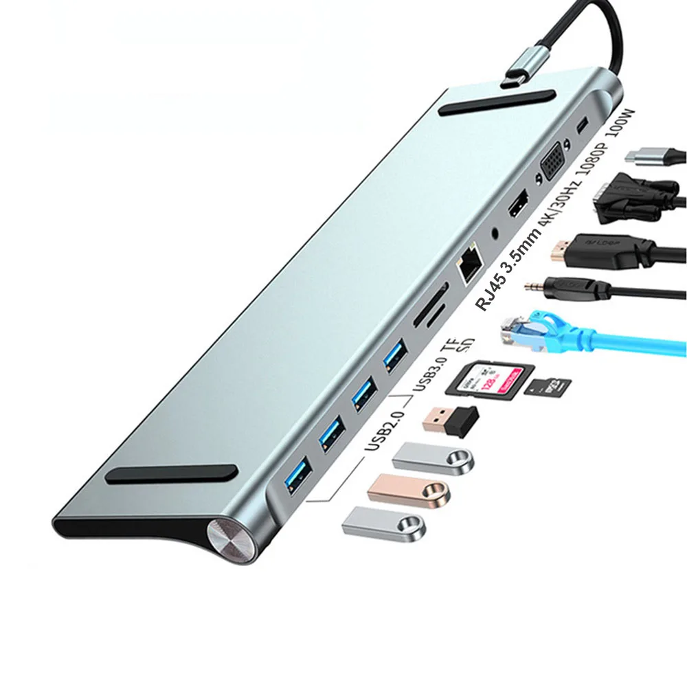 USB Multi-hub Docking Station Type C Multi Hub Extension A HDMI-Compatible RJ45 Pro Adapter Dock for Macbook Mac Laptop