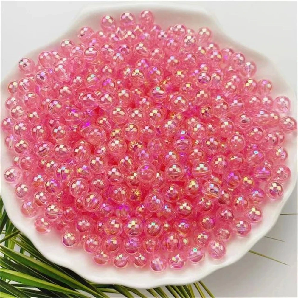 4/5/6/8/10mm Wholesale Ab Color Round Acrylic Beads Straight Hole Transparent For Jewelry Making Diy Bracelet