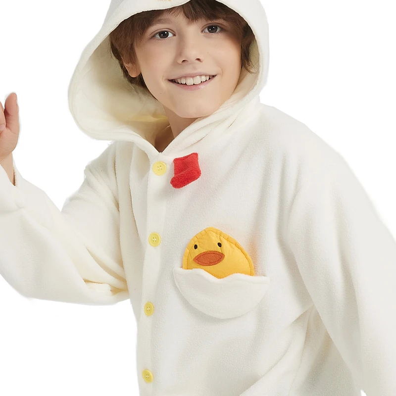 White Rooster Kids Cosplay Costume Kigurumi Hooded Cartoon Pajamas Animal Game Suit for Halloween Christmas Party