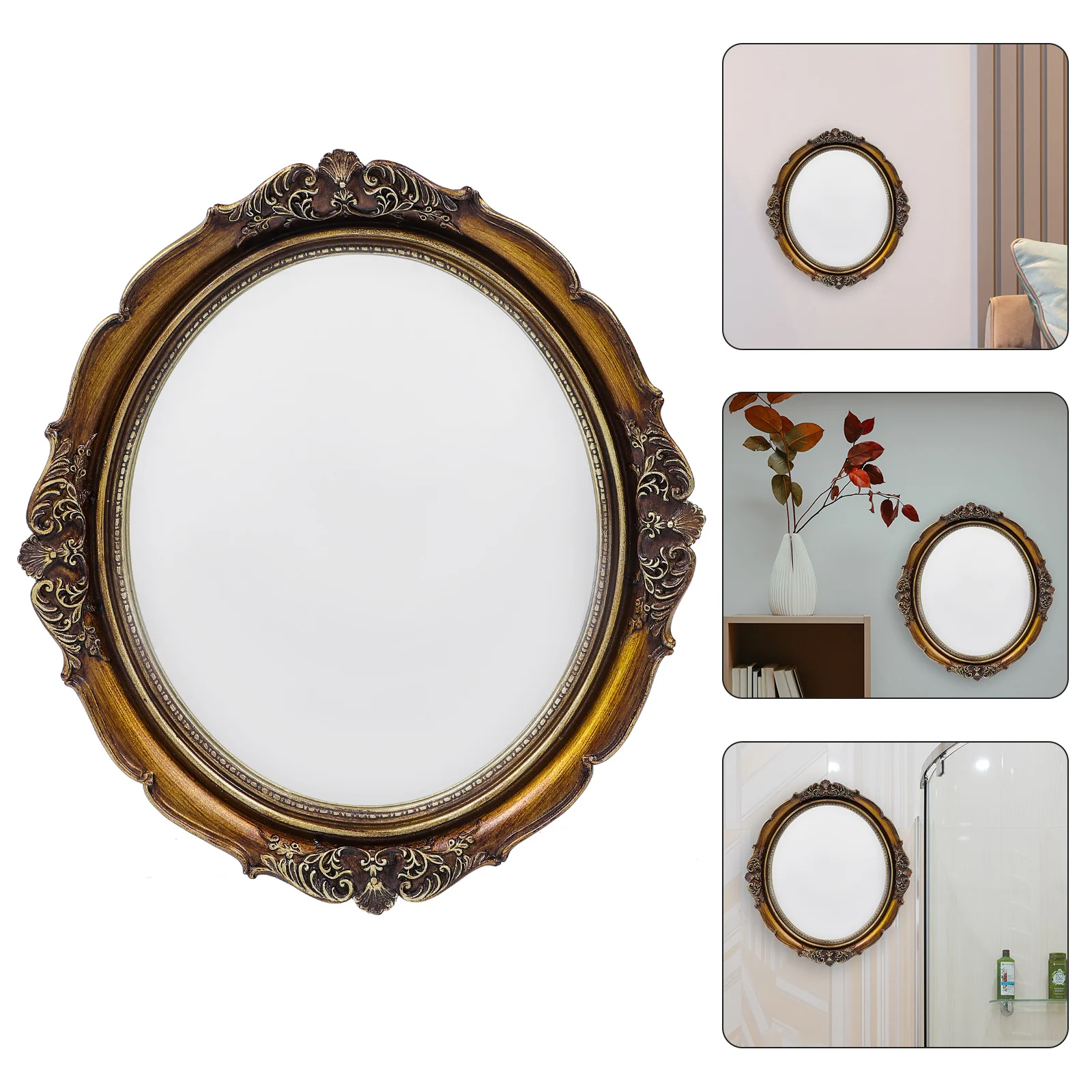 

Vintage Wall Hanging Mirror Decorative Picture Frame Makeup Vanity Mirror Desktop Tray Home Wall Decor Bedroom Decor,