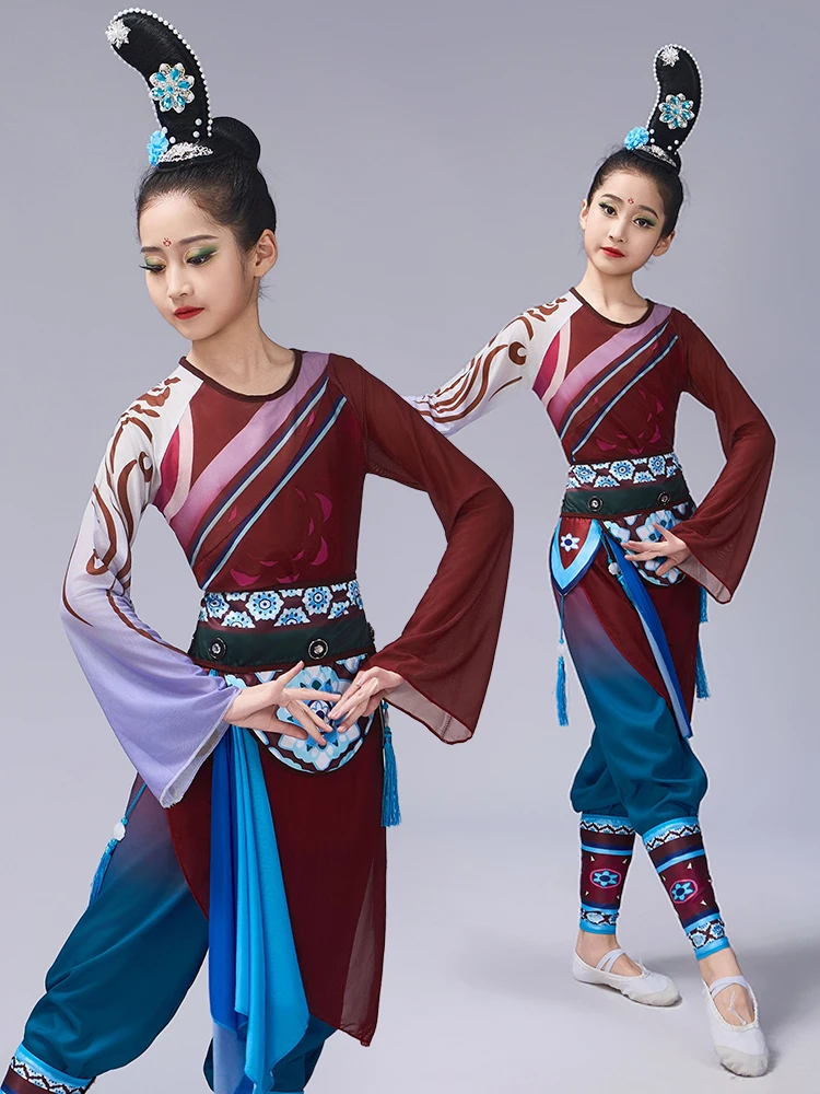 

Classical Dance Costume Children's Girls' Tang Suit Flng ward Women's Ensemble Performance Clothes Ethnic Stage Outfits