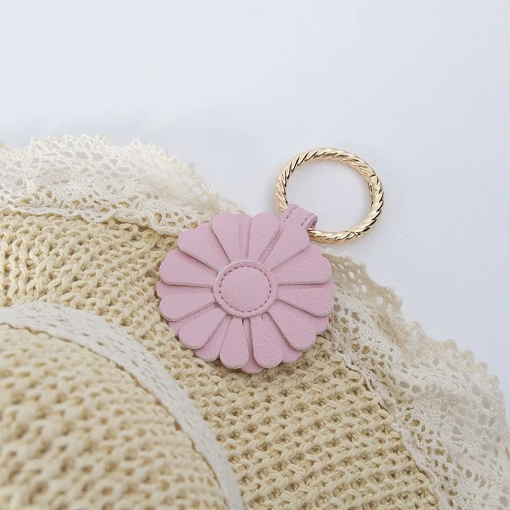 New PU Leather Magnetic Hat Clip Magnet Buckle Versatile Accessory Sun Hat Clip Yellow Flower Travel Bag Pendant For Journeys