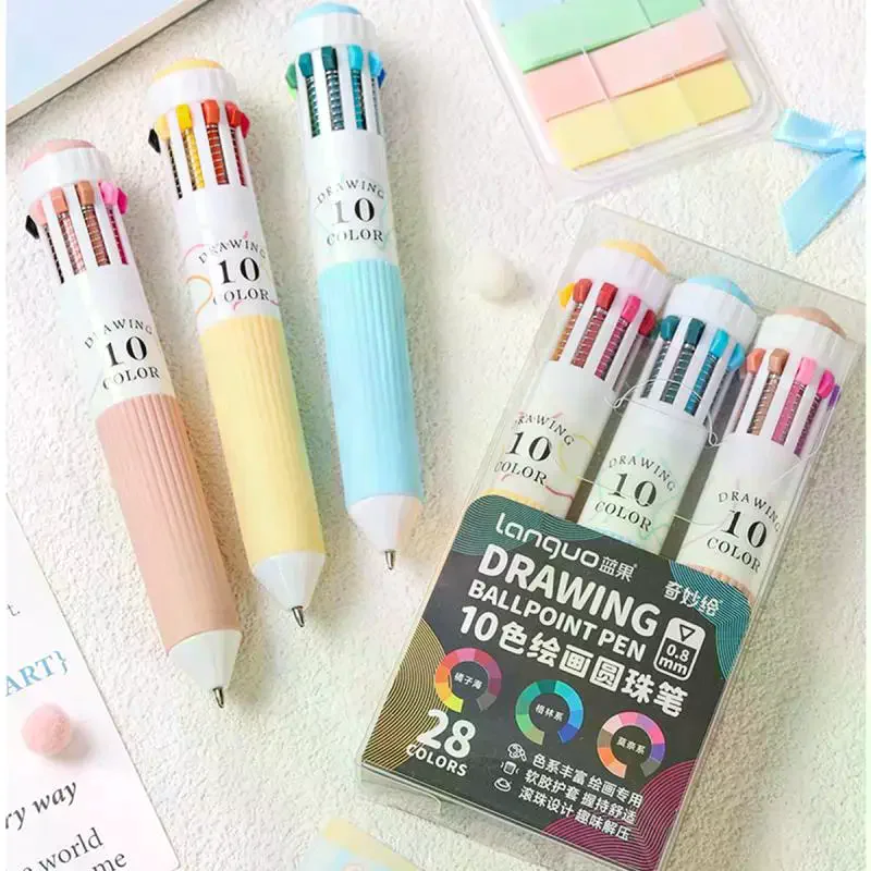 قلم حبر جاف 28 لونًا 0.8 مم قلم كتابة متعدد الألوان للرسم واللوازم المدرسية والقرطاسية