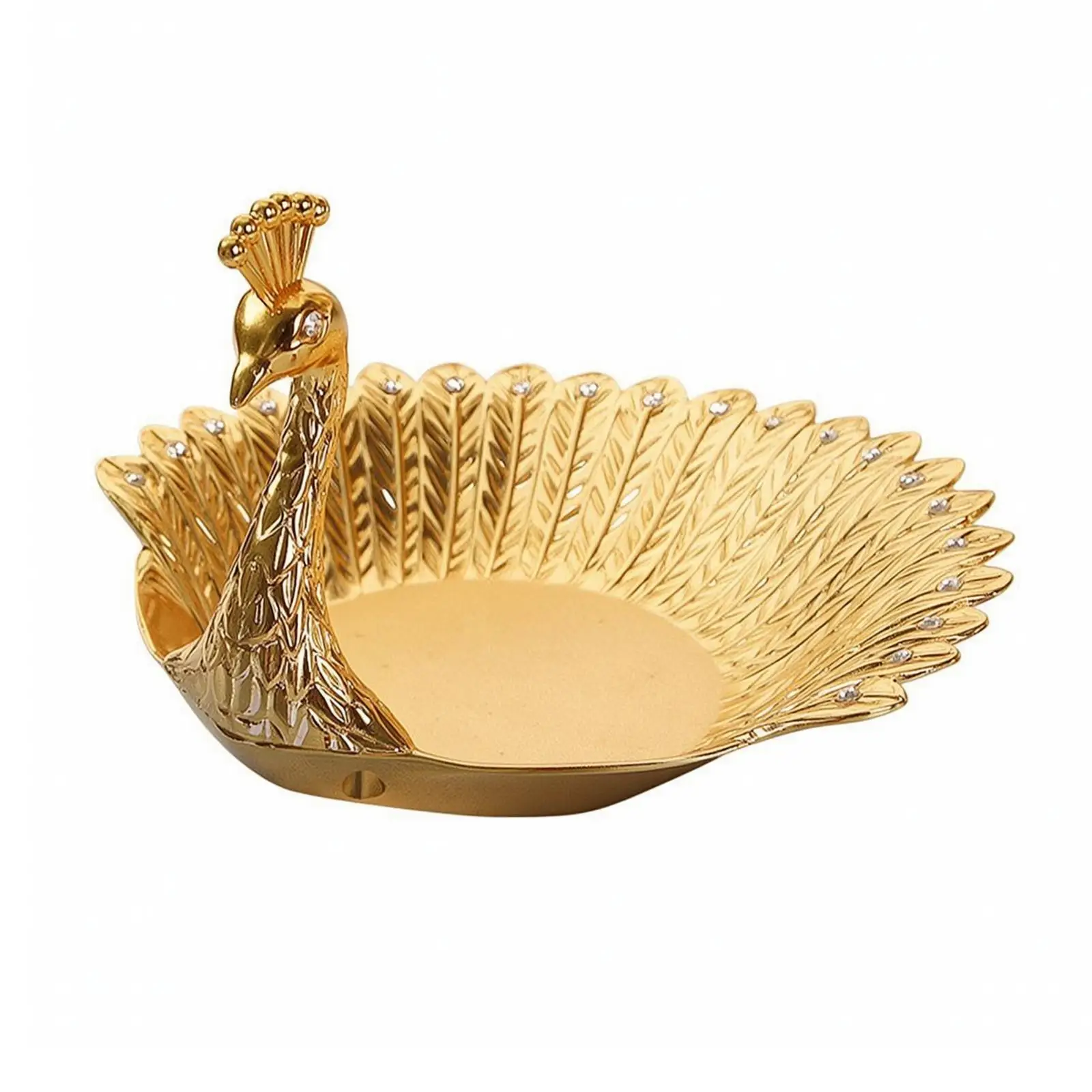 Vintage Style Round Metal Tray with Feather Detailing for Home Hotel Reception