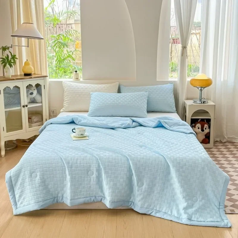 

New waffle washed cotton summer cool quilt machine washable single double air conditioner quilt thin quilt bedding