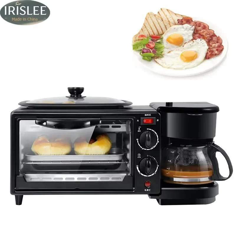 3 in 1 Breakfast Machine Multifunctional Toaster Oven Coffee Maker Frying Pan All in One Kitchen Appliance for Home Use