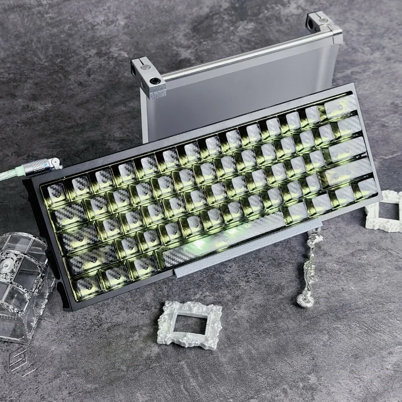 119 Key Transparent PC Keycaps Woven Pattern Black Double Shot Cherry Profile Keycap for Gateron MX Switches Mechanical Keyboard