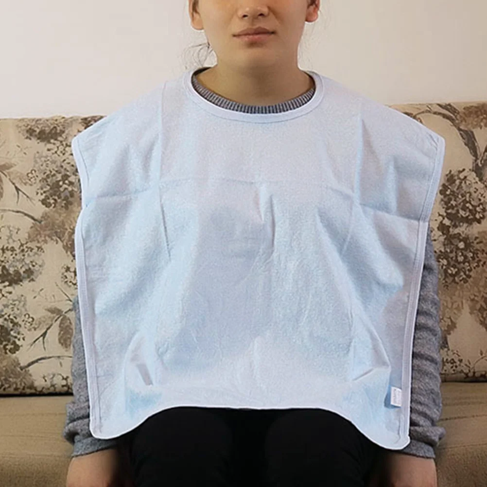 ألياف الخيزران مقاوم للماء مريلة الكبار 50x90 سنتيمتر L Skyblue لينة قابلة لإعادة الاستخدام خالية من البقع للمرضى المسنين وجبة حامي