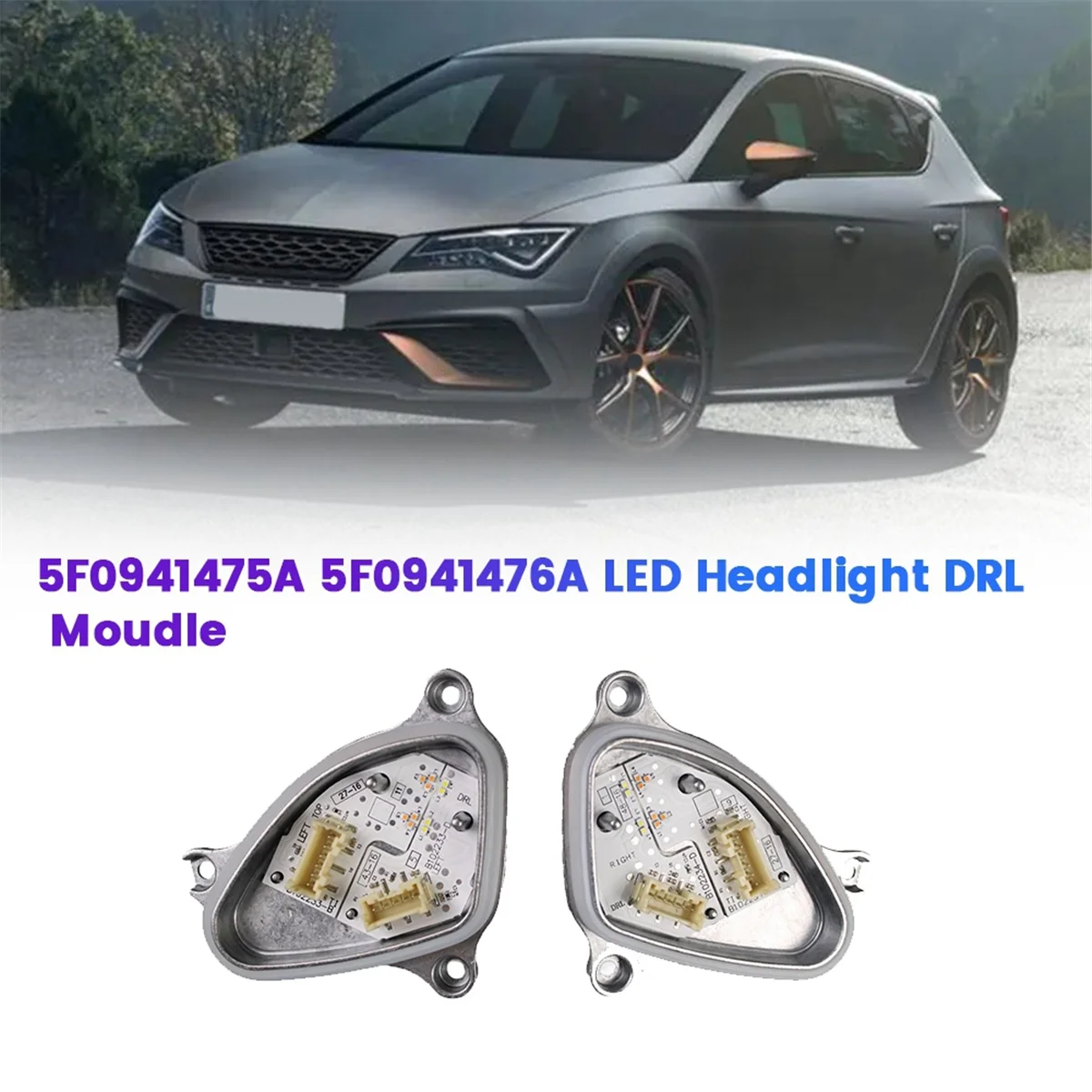 Левая передняя Рабочая фара DRL Moudle 5F0941475A для Seat Leon Cupra 2017-2020, дневная подсветка, источник света