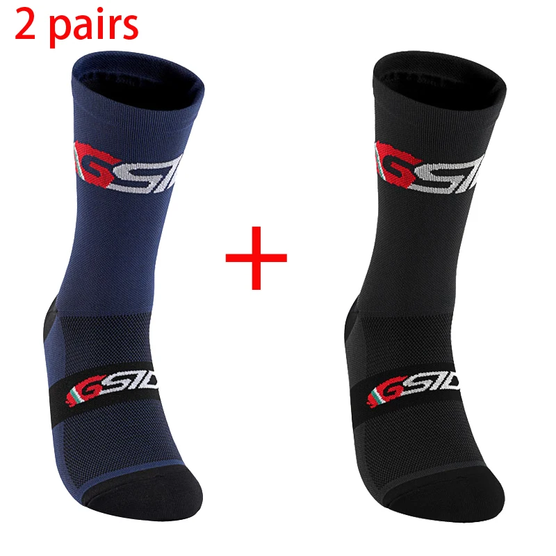 2 paar 2023 Neue Radfahren Socken Fahrrad Krankenschwester Kompression Rennrad Laufen Mtb Kniehohe Weiß Sport Lustige Marke schwarz – Detail 8