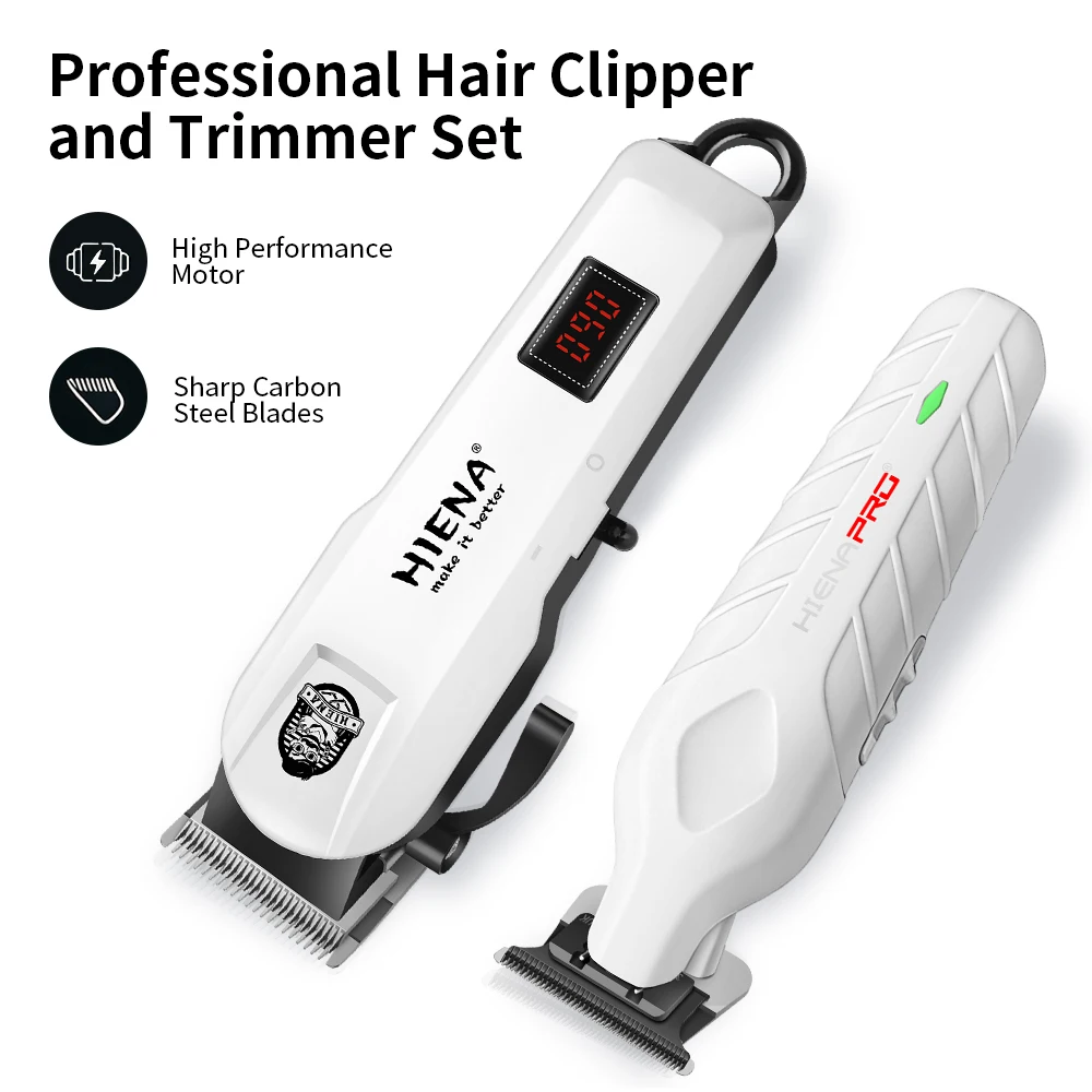 HIENA 4Pcs Professional Barber Hair Clipper Kit Rechargeable Men Hair Trimming Shaving Grooming Tools Set