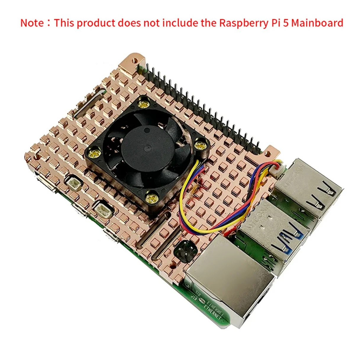 Pure Copper Heatsink for Raspberry Pi 5 with 4-Wire PWM Speed Control Cooling Fan Heatsink