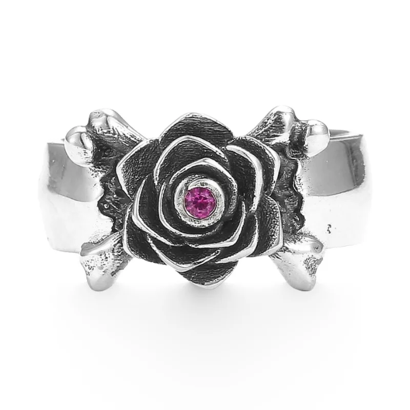 

Chiba Taiyin Retro Rose Ring for Men and Women, Versatile Couple, Open Mouth Ring, Finger Ring, Trendy