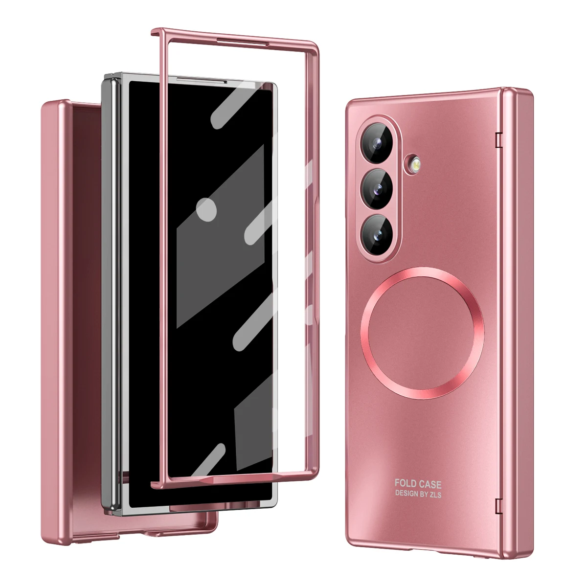 

Luxury Plating Texture Case For Samsung Z Fold 7 6 5 All-Inclusive Screen Protector Axis Hinge Protection Magnetic Cover Shell