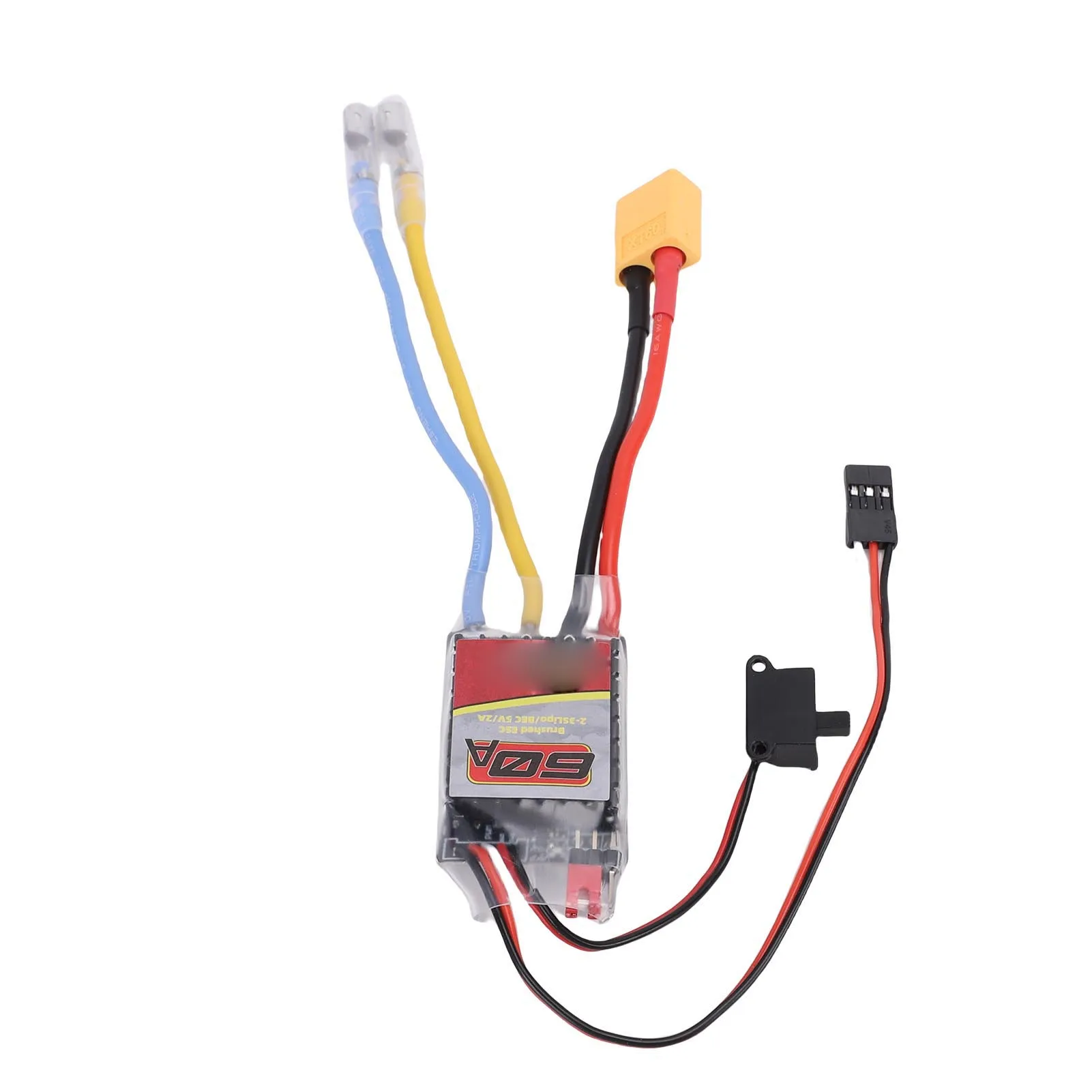 وحدة تحكم سرعة كهربائية 60 أمبير للسيارات والقوارب التي تعمل بالتحكم عن بعد، مناسبة للمحركات الكهربائية 380 390 540 550، 2-3S مع قابس XT60